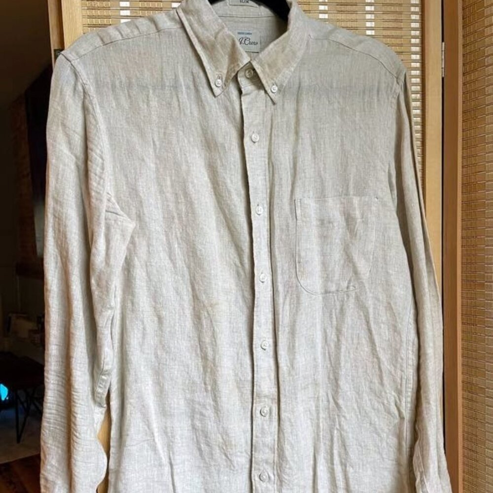 J.Crew Irish Linen Button-Down Shirt  in Beige